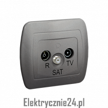 Gniazdo antenowe R-TV-SAT przelotowe monoblok, aluminiowe - elektrycznie24.pl